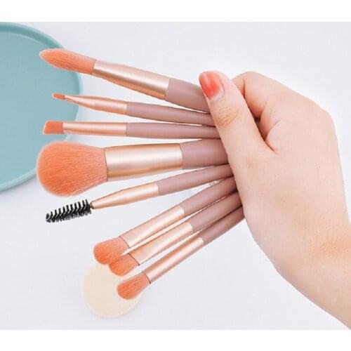 8pcs/Bag Macaron Cosmetics Super Soft Short Handle Beauty Brush Makeup Brush Face Blending Cream Seamless Loose Powder Brushes