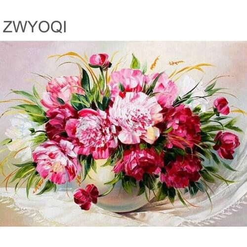 Full Round Diamond mosaic Peony rose 5D DIY Diamond embroidery Cross stitch Peony rose Full Square Diamond painting Peony rose