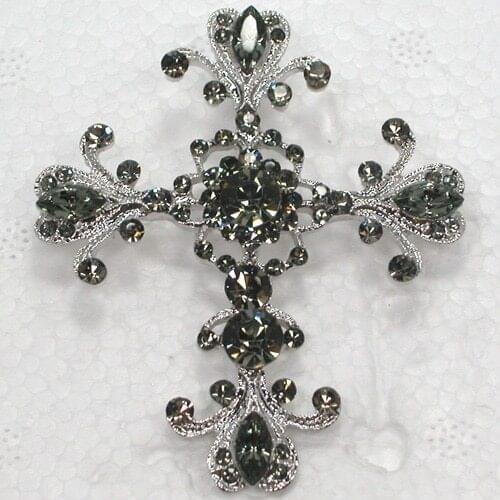 Brooch Pendant Black Rhinestone Cross Pin brooches C248 H1