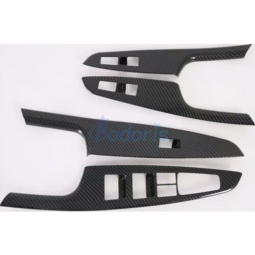 Carbon Fiber Color Window Glass Lift Cover Panels Armrest Protective For Hyundai Tucson 2016 2017 2018 2019 2020 Accessories