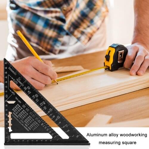 Woodworking Try Square Triangle Angle Protractor Wood Measure Ruler Profile Marking Tool Aluminum Metric Measuring Ruler