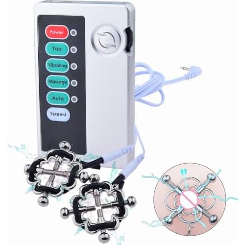 Erotic Orgasm Toys of Metal Cross Electric Shock Nipple Clamp,for Women Men Bondage E-Stim Breast Clitoris Penis Fun Adult Gifts