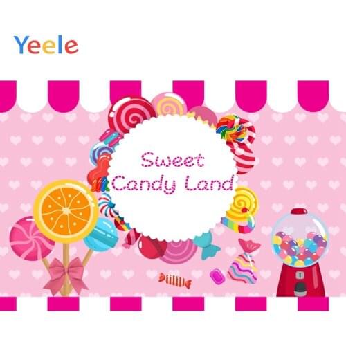 Yeele Candy Bar Photography Backdrops Sweet Shoppe Birthday Theme Party Banner Baby Customized Photo Background for Photo Studio
