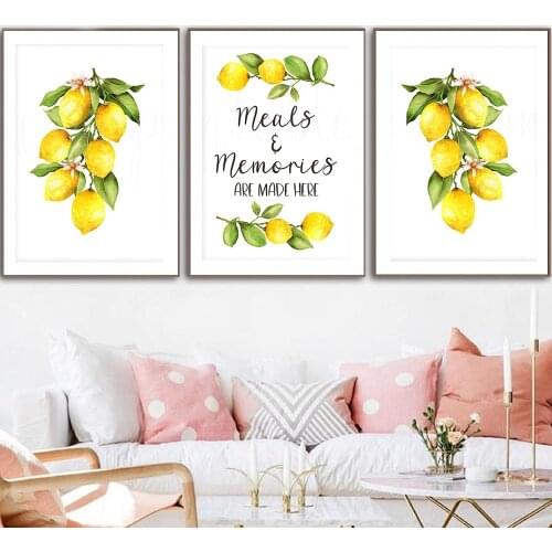 Kitchen Lemon Posters and Prints Decoration Canvas Wall Pictures Meals And Memories Are Made Here Quotes Art Painting Gift Decor