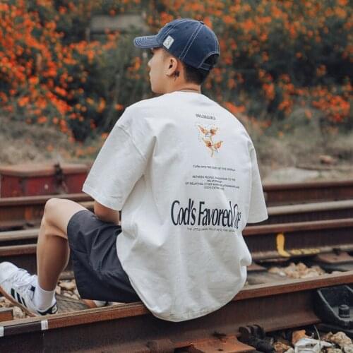 2021Summer Print T-shirt Men Half Sleeve Tee Shirt Fashion Brand Fashion Streetwear Loose Japan Style Oversize Top Men