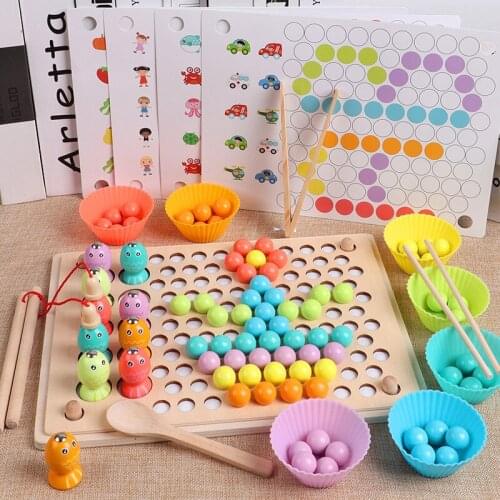 Kids Wooden Beads Game Toy Montessori Educational Early Learning Clip Ball Puzzle Games Preschool Toddler Toys For Children Gift