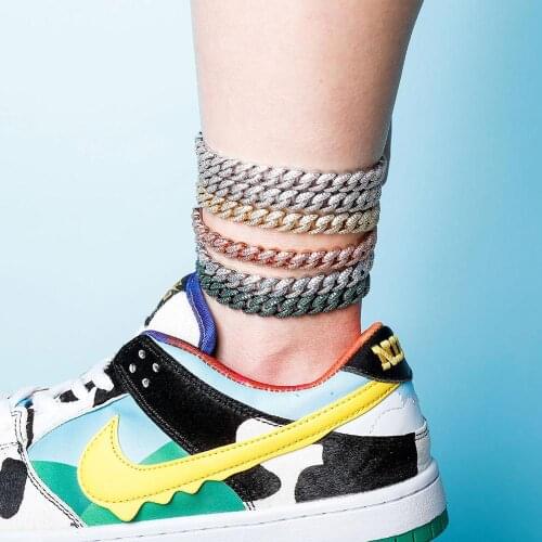 JINAO New High Quality Cubic Zircon 8mm Hip Hop Iced Out Cuban Chain Jewelry Anklet For Man/Women Fashion Gift