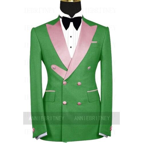 Brand New Fashion Green Men Wedding Suit Set Tailored Oversize Vogue Men Blazer Singers Performance Prom Jacket Pants Costume