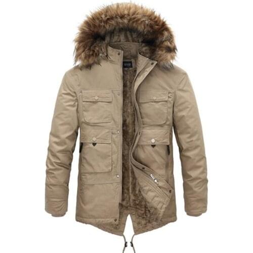 2021 Winter Men Jacket Warm Thick Casual Mens Fur Collar Windproof Parkas Velvet Coat Male Hooded Outwear Jackets