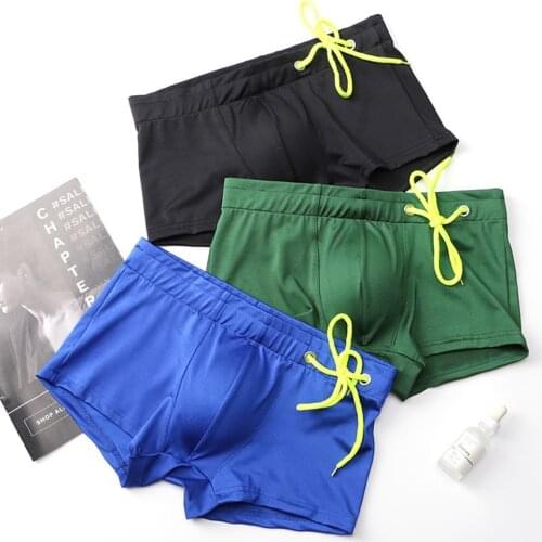 Mens Straps Fashion Solid Color Comfortable Beach Swimming Trunks With Built-in Cups Boxer Short U Convex Pouch Panties Briefs