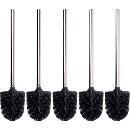 A Pack of 5 Spare Toilet Brush Heads Can Be Replaced with Black Compatible Cartridges Black Brush Head Handle Stainless Steel To