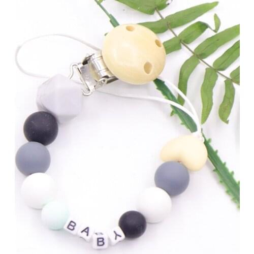 Personalised Name Baby Pacifier Chain Silicone Beads Dummy Clip Holder Cute Pacifier Clips Soother Chains For Baby Chew