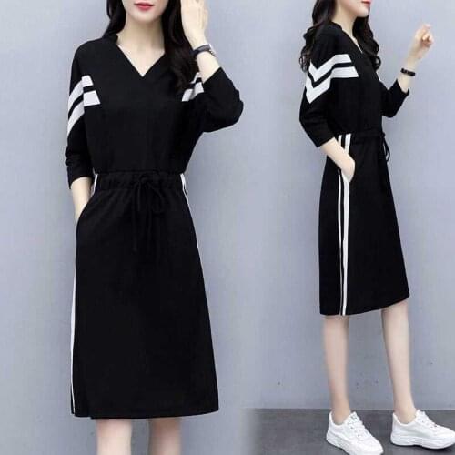 Dress Women Spring Autumn Fashion Korean Striped Elegant Office Casual Female Slim High Waist Belt Sexy V-neck Female Vestidos