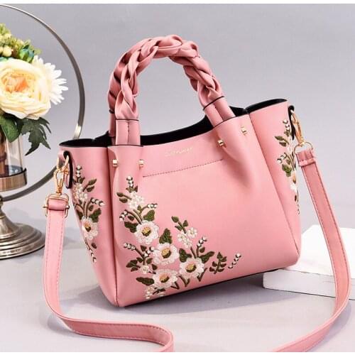Weave Women Floral PU Leather Small Hand bags Casual Brand Fashion Designer Ladies messenger Shoulder Bag White Female Handbags