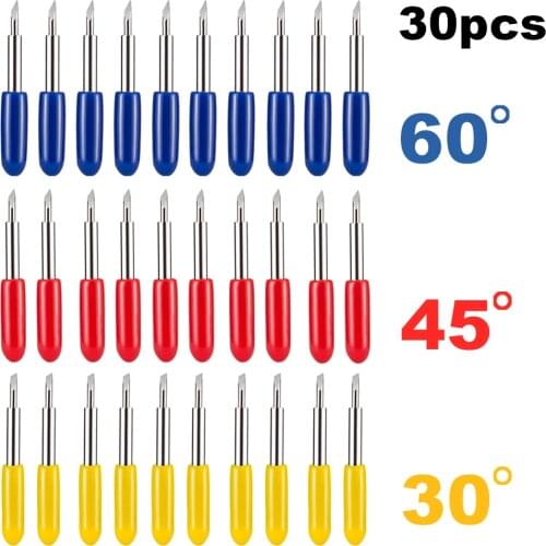30pcs 30/45/60 Degree Roland Cricut Cutting Plotter Vinyl Cutter Knife Blades Offset Cricut Machine Milling Cutter Carving Tools