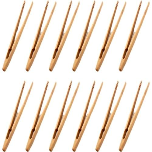 20 Pcs Wooden Toast Tongs Kitchen Gadgets BBQ Grilling Tong Bread Dessert Sugar Ice Clip Cooking Baking Tools