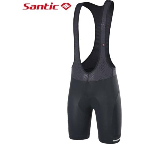 Santic Men Cycling Bib Shorts Italy Imported Pad Cycling MTB Road Ciclismo Bicycle 1/2 Bib Shorts High Elasticity Anti-Slip Hem