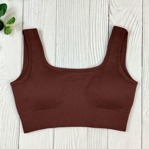 Ribbed Sports Bra Woman Crop Top Yoga Bras Seamless Tanks Tops Workout Gym Padded Bra