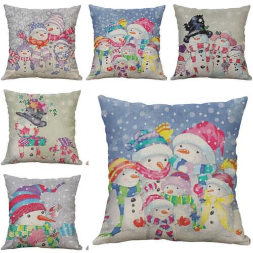 Tradition 18 Cove Christmas Home Cotton Linen Printing pillow Decor case snowman