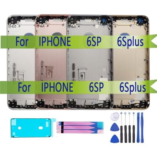 Back Housing for iPhones 6sPlus 6sp Back Cover Battery Door Metal Middle Chassis Frame with Battery Sticker