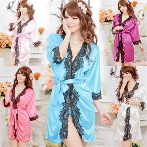 Sexy Lace bathrobe Lingerie Sleepwear Exotic Apparel Nightwear Babydoll sex Costumes Intimate night Gown free G string for women