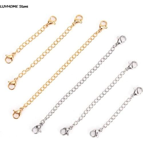 1 PC DIY Jewelry Making Material Necklace Bracelets Anklets Silver Gold Color 50mm/75mm/100mm Extension Chain