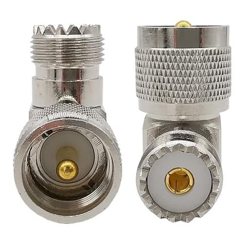 1Pcs UHF PL259 PL-259 Male Plug to UHF SO-239 SO239 Female Jack Right Angle 90 Degree RF Adapter UHF Male Female Connector