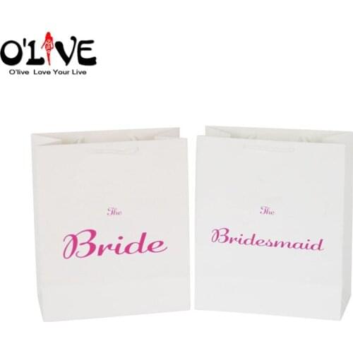 10 Pcs White Gift Bag Wedding Favors Paper Bags Bride Bridesmaid Packing Sachet Gift Wrap Box Wedding Present Bag Party Supplies