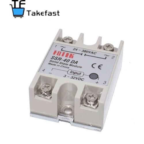 10PCS SSR-40DA SSR-60DA SSR-25DA DC to AC Solid State Relay Module Temperature Controller 24V-380V 25A 250V/40A 250V/60A 250V