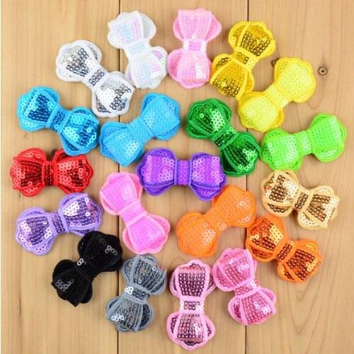 100pcs/lot shiny bowknot hair accessories 2.16inch diy headband embroidery sequin korean bows HDJ31