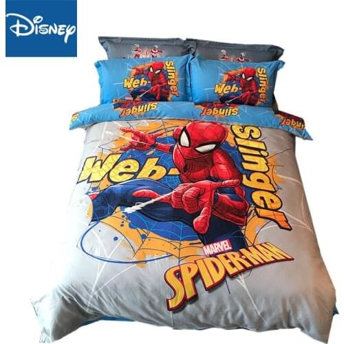 3D marvel spider-man quee size comforter cover sets boys cartoon egyptian cotton full bedding bed linen 3-4pcs promotion