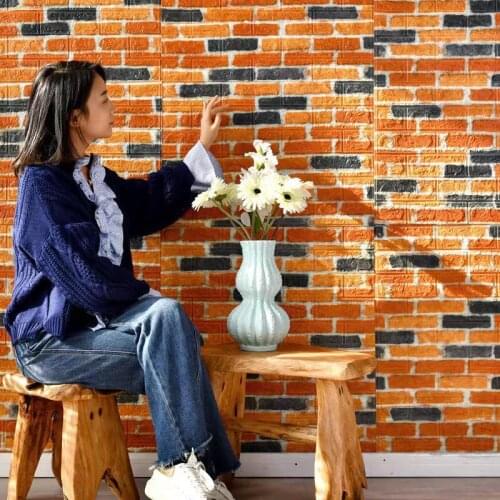 10pcs 3D Wall Sticker Imitation Brick Bedroom Decoration Waterproof Self Adhesive Wallpaper Kitchen Living Room Decoration