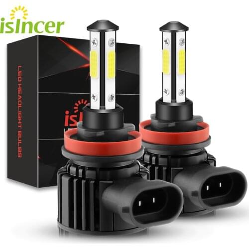 ISincer 2pcs 60W 12000LM 4-Sides Car Haedlight H7 H8 H9 H11 LED 9005 9006 6500K Auto Fog Light 12V LED Bulb