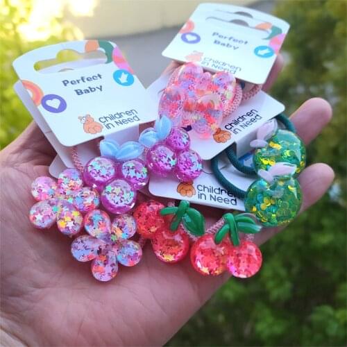 2PCS Cute Star Flower Grape Princess Headwear Cartoon Kids Elastic Hair Bands Baby Headdress Children Ropes Girls Accessories