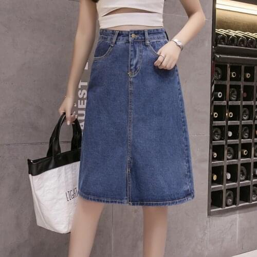 Denim Midi Split Plus Size Oversized 5Xl Large Korean Fashion High-Waisted Vintage Summer WomenS Clothing Skirt Vetement 2021