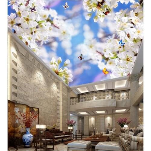 Photo wallpaper custom wallpaper Fresh white flowers living room bedroom ceiling 3d wallpapers nature ceilings