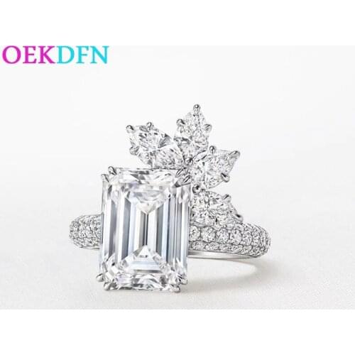OEKDFN 100% 925 Sterling Silver Rings For Women Cut Created Moissanite Gemstone Diamonds Wedding Engagement Ring Fine Jewelry