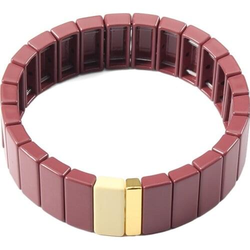 Square Enamel Tile Bracelets Women Bohemian Stackable Bracelet Beaded Charm Women Multicolor Pulseras Mujer Gift Fashion Jewelry