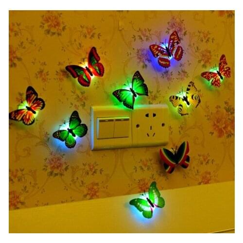 Color Changing Cute Butterfly LED Night Light Home Room Desk Wall Decor