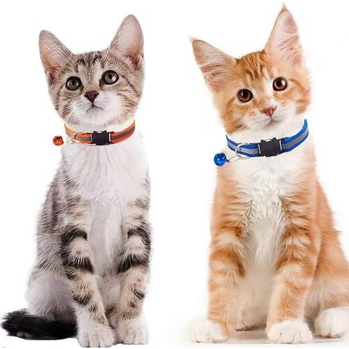 Cute Cat Collar Fashion New Pet Collar Pet Reflective Cat Buckle Bell Collar Dog Cat Safety Buckle Collar Necklace Pet Supplies