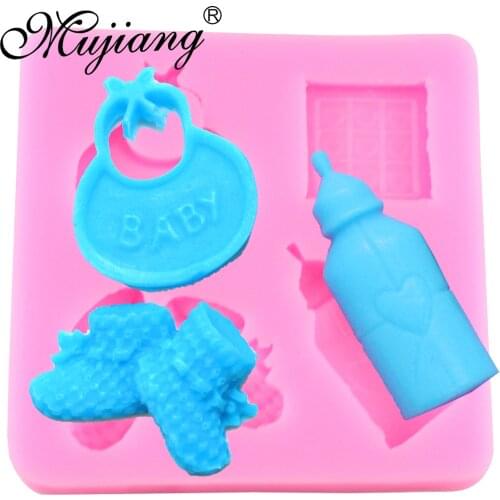 Mujiang 3D Baby Feeding Bottle Silicone Fondant Molds Baby Party Cake Decorating Tools Candy Clay Gumpaste Chocolate Moulds