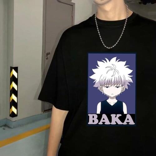 Hunter X Hunter Killua Baka Short Sleeve Harajuku Fashion Men Hip Hop T-shirt Tops