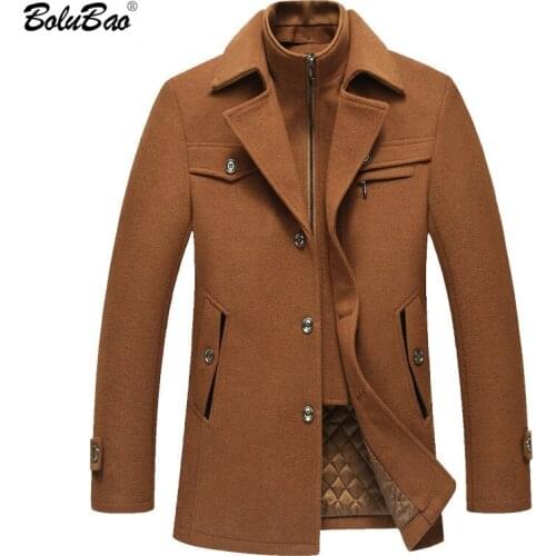 BOLUBAO Winter Brand Men Wool Blends Coats New High Quality Casual Mens Wool Coat Tops Simple Luxurious Wool Blends Coat Male
