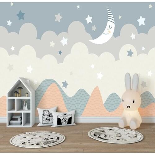 Custom Kids Room Wall Cloth Modern moon cartoon elk Photo Wallpaper Childrens Room 3D Mural Vinyl/Silk Waterproof Wall Painting
