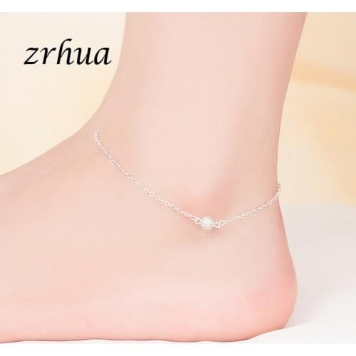 New Bohemia Style Bead Pendant Anklets For Women Fashion Jewelry 925 Sterling Silver Adjustable Size Hand Chain