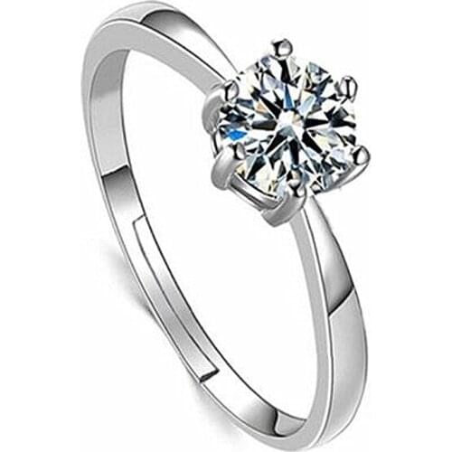 Charm 925 Sterling Silver Rings For women Shining crystal Couple adjustable size Fashion party Gifts engagement wedding Jewelry