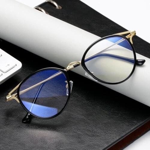 Kinlion Anti Blue Metal Eye Glasses Frames for Women Vintage Transparent Clear Round Computer Glasses Men Eyewear Uv400 Gafas