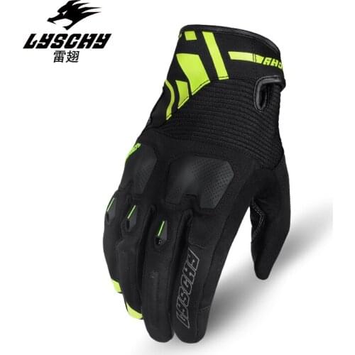 LyschyBreathable Motocross Riding Gloves Non-Slip Touch Screen Moto Leather Gloves Full Finger Motorcycle Protective Spring