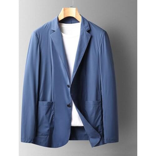 Spring And Summer Thin Milk Silk Suit Jacket Men Casual Formal Coat Elastic Breathable Lightweight Jackets Veste Homme Costume