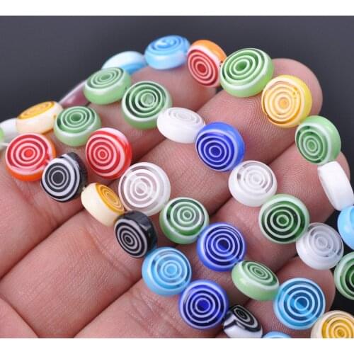 Flat Round Shape Mixed Circles Pattern 8mm 10mm 12mm Millefiori Glass Loose Beads for DIY Crafts Jewelry Making Findings